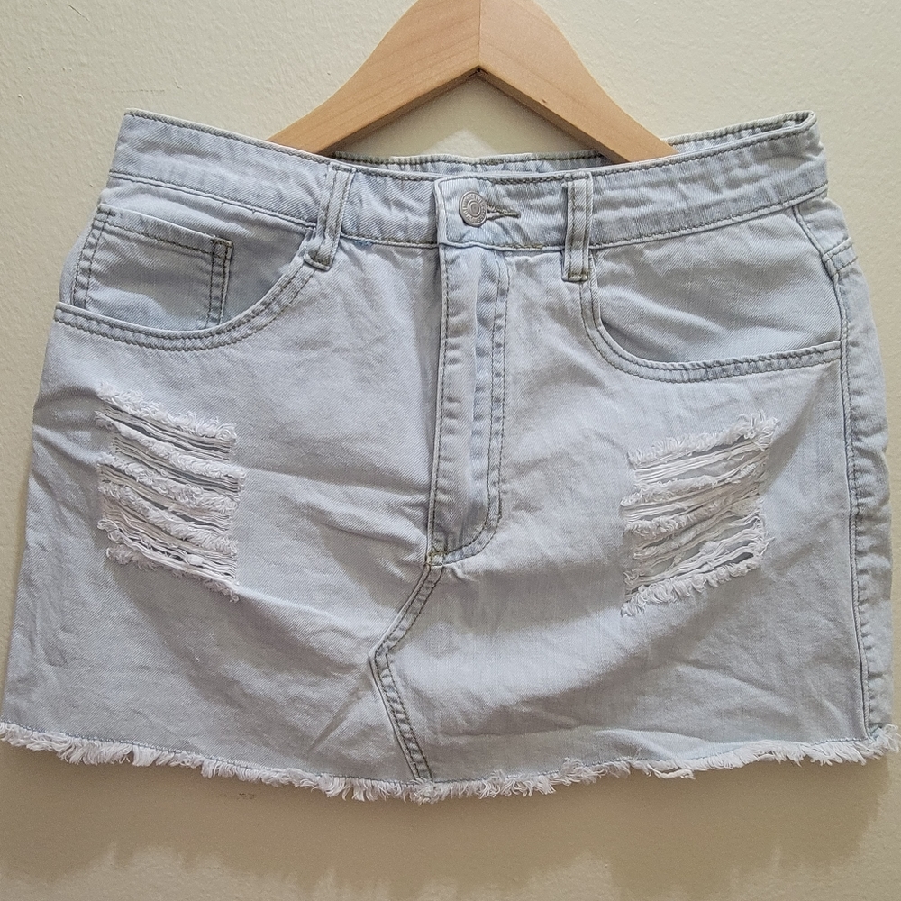 Forever 21 Distressed Denim Skirt